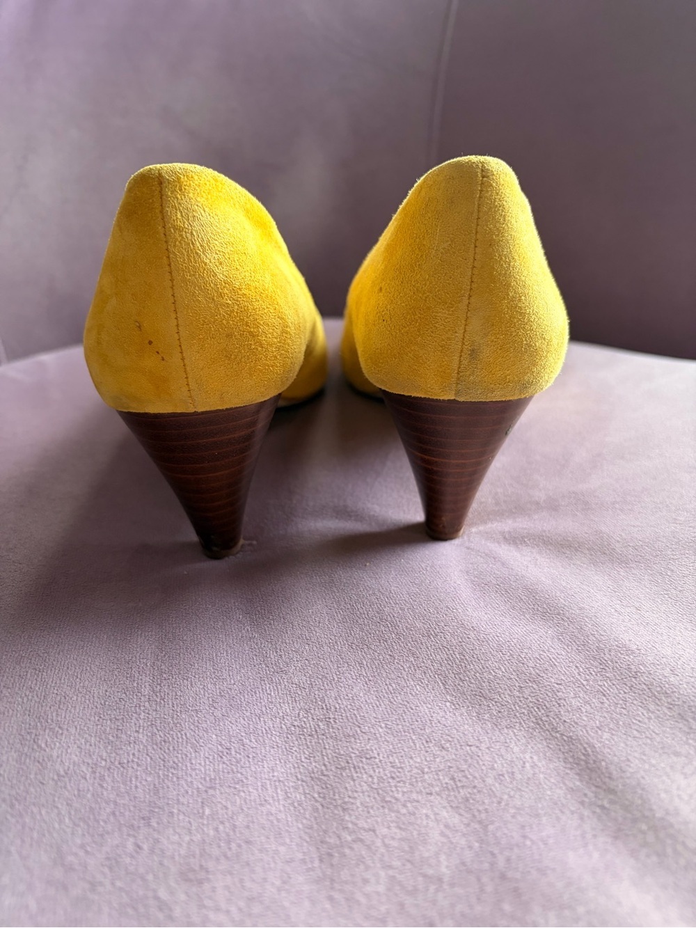 Yellow Suede Pointed-Toe Pumps - Picture 4 of 7